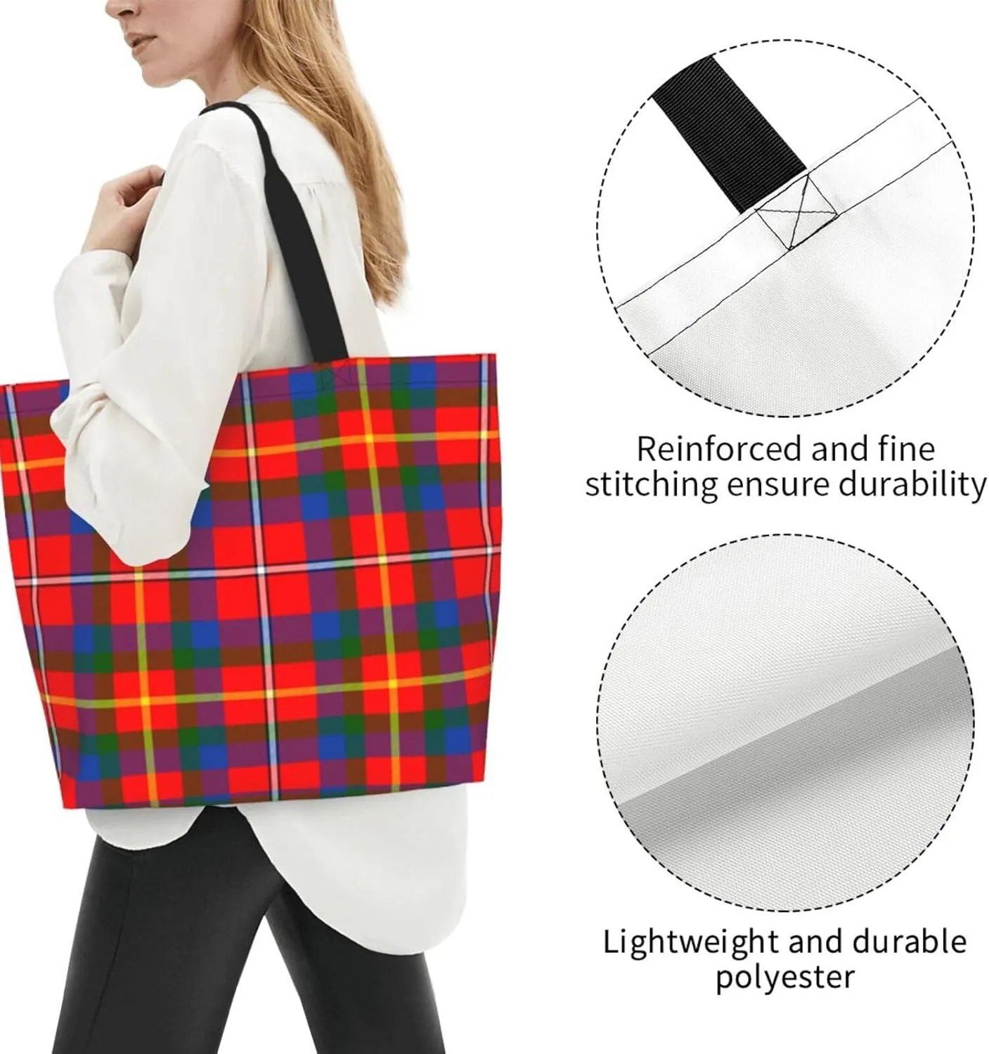 Elliot Ancient Tartan Tote Bag For Women Weekender Travel Bag Reusable Grocery Bags Large Totes Handbags