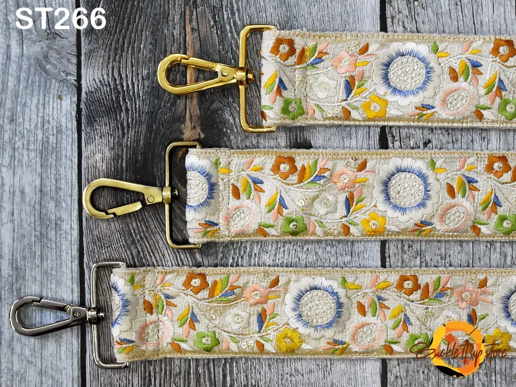 Embroidered Sling Bag Strap Crossbody Purses Strap Boho Handbag Replacement Strap Floral Embroidery Boho Guitar Strap Gift for Christmas