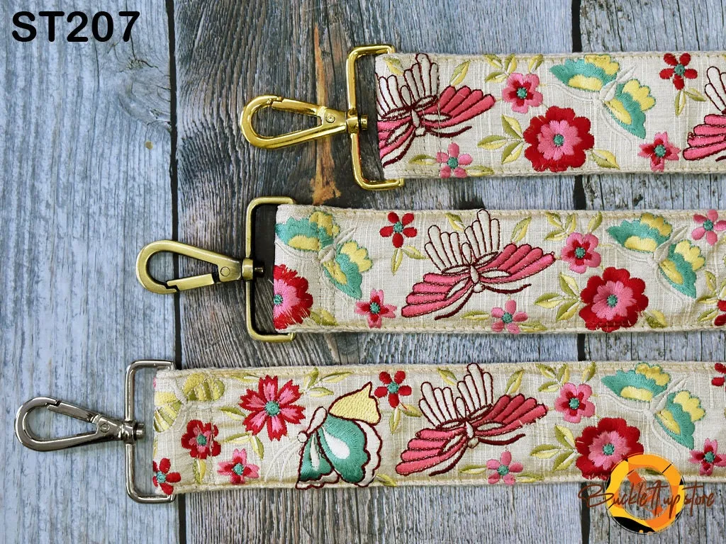 Embroidery Adjustable Camera Strap Crossbody Strap for Purses Embroidered Handbag Boho Bag Strap Replacement Strap Guitar Strap Gift for her