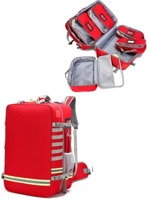 Emergency Bag First Aid Backpack Empty First Aid Bag Treatment First Responder Trauma Bags for Camping Cycling Outings(Red,65x40x30cm)