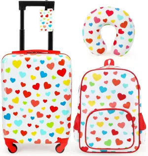emissary 3 Piece Kids Luggage Set With Wheels For Girls, Childrens Luggage with Backpack Kids Suitcases For Girls, Toddler Travel Luggage