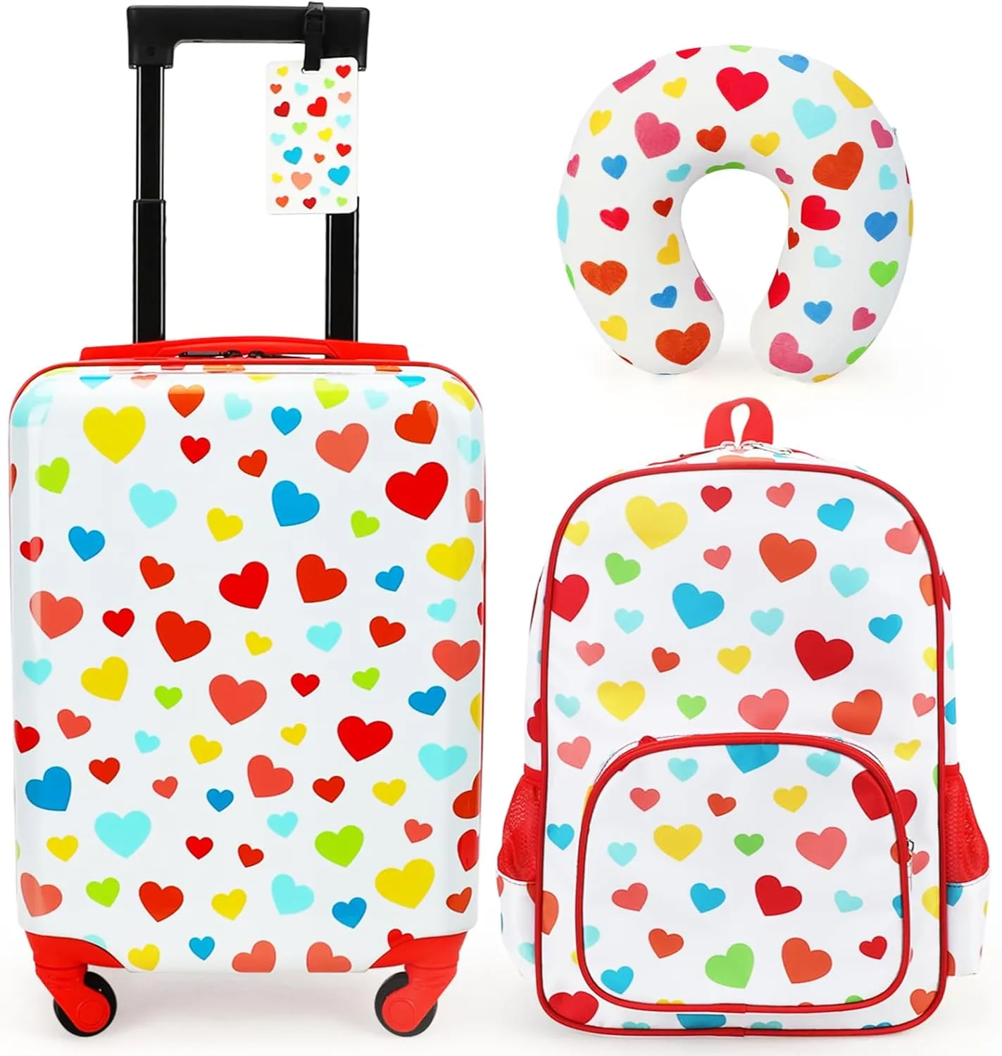 emissary 3 Piece Kids Luggage Set With Wheels For Girls, Childrens Luggage with Backpack Kids Suitcases For Girls, Toddler Travel Luggage