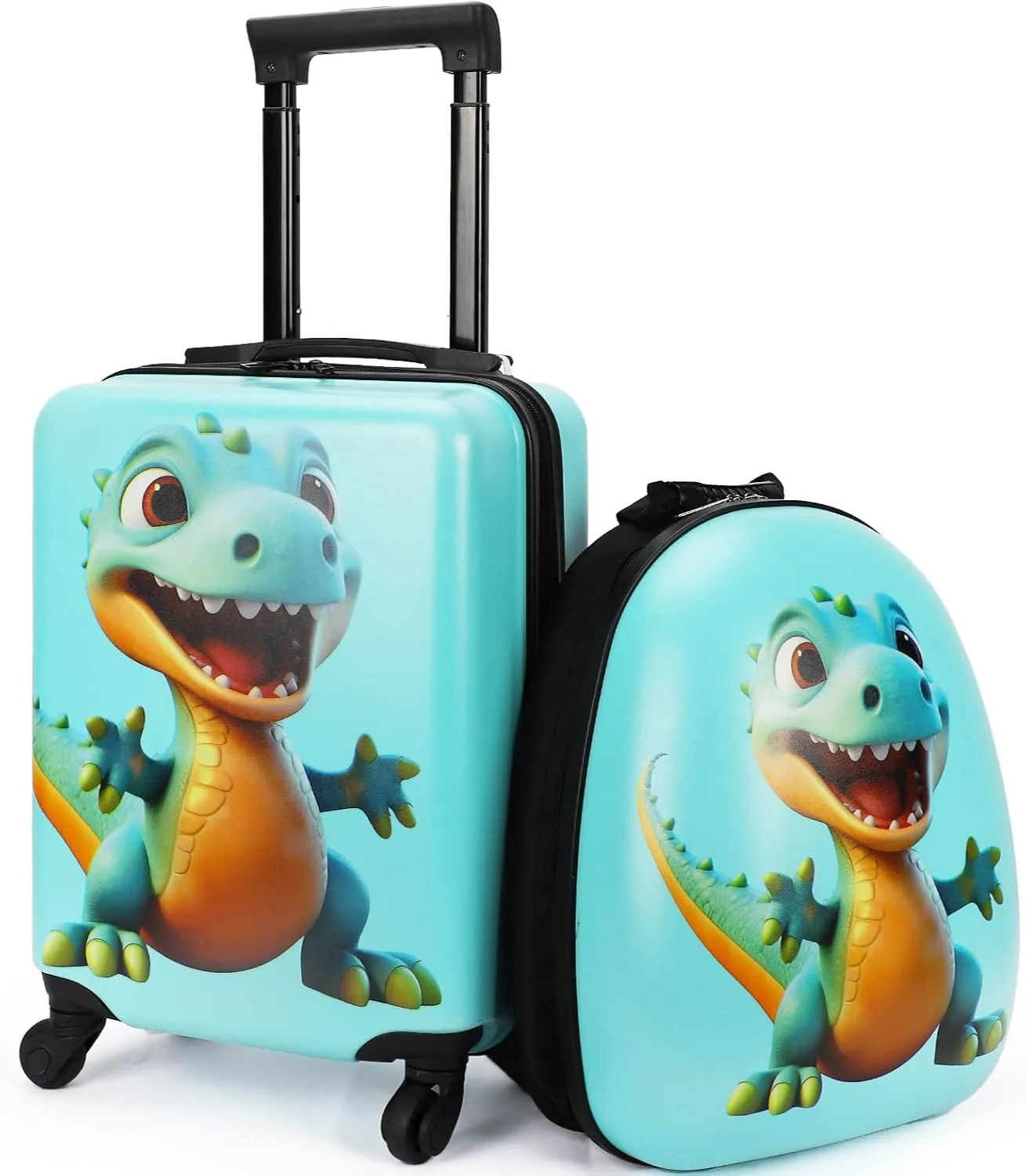emissary Dinosaur Kids Luggage Set for Boys, 18" Hardside Kids Suitcases With Spinner Wheels, Toddler Carry on Suitcase Travel Rolling Luggage