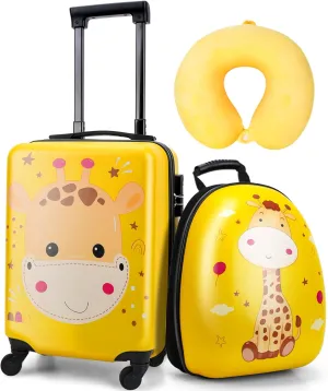 emissary Kids Carry on Luggage Set With Wheels For Girls, Childrens Luggage Set With Backpack and Pillow, Kids Suitcases Travel Rolling Luggage Airline Approved