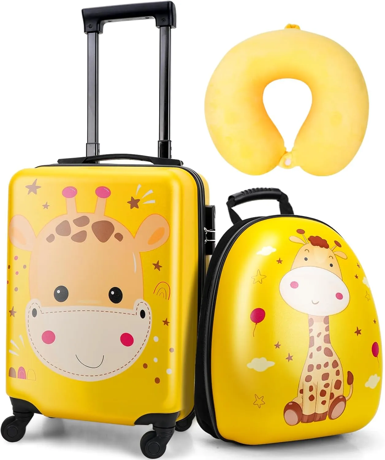 emissary Kids Carry on Luggage Set With Wheels For Girls, Childrens Luggage Set With Backpack and Pillow, Kids Suitcases Travel Rolling Luggage Airline Approved