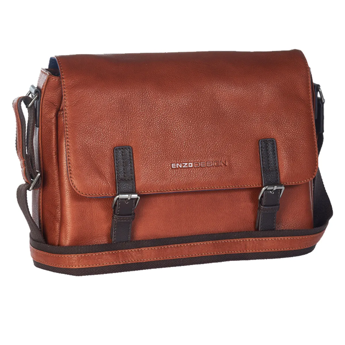 EnzoDesign Urban Light Pebble Grained Leather Messenger