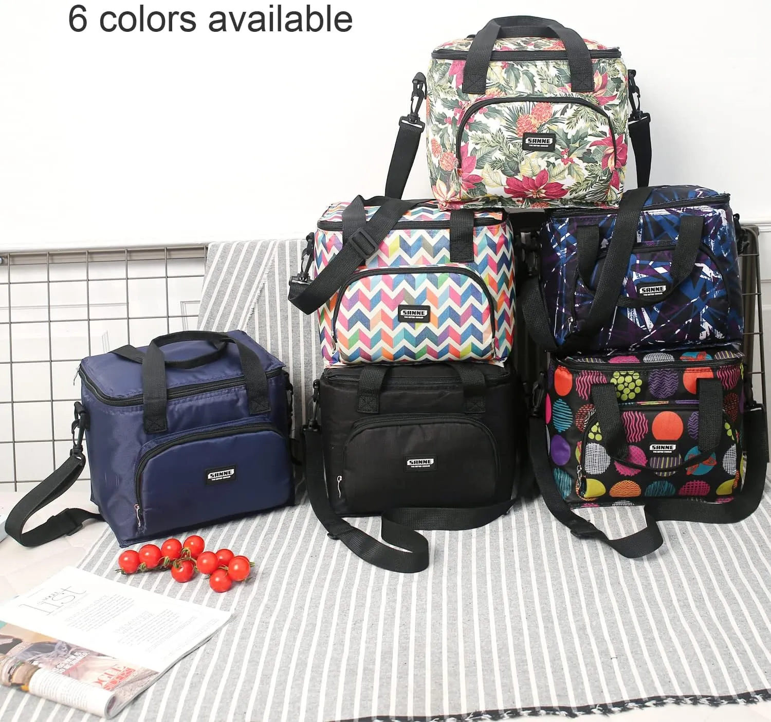Evergoo Reusable Lunch Bags for Women, Insulated lunch Box with Adjustable Shoulder Strap, Cute Thermal Cooler tote Bag for Office/Beach/Hiking/Picnic/Workout-Flicker