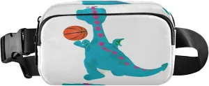Exnundod Fanny Packs for Women & Men Dinosaur Basketball Field, Waist Pack 3d Crossbody Bags Belt Adjustable Strap for Running Hiking Workout