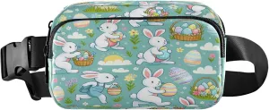 Exnundod Fanny Packs for Women & Men Funny Bunny Eggs, Waist Pack Happy Easter Crossbody Bags Belt Adjustable Strap for Running Hiking Workout