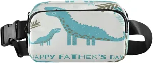 Exnundod Fanny Packs for Women & Men Happy Father's Day, Waist Pack Cute Dinosaurs Crossbody Bags Belt Adjustable Strap for Running Hiking Workout