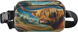 Exnundod Fanny Packs for Women & Men Scotland Cattle Surreal Artistic, Waist Pack Magical Crossbody Bags Belt Adjustable Strap for Running Hiking Workout