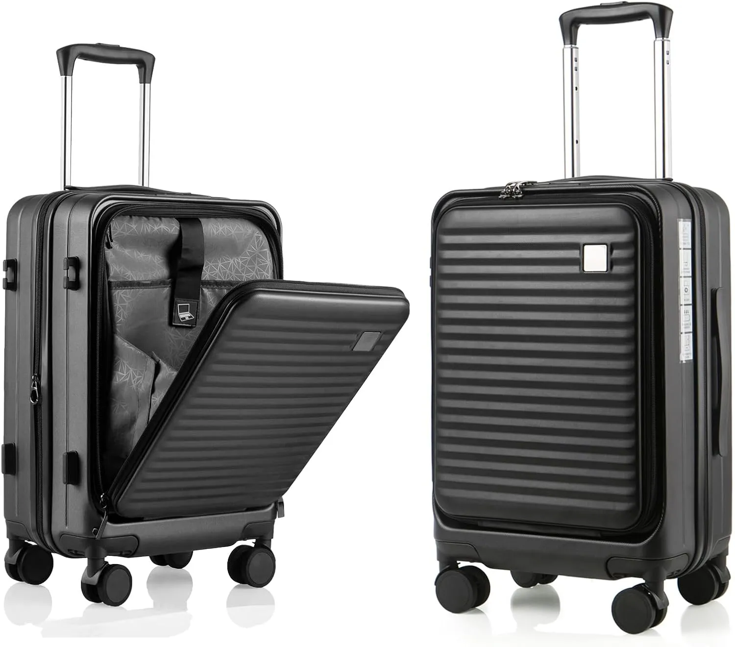 Expandable Carry On Luggage Durable Hardside Lightweight Rolling Suitcases with Spinner Wheels TSA Lock, (Black, 20-Inch)