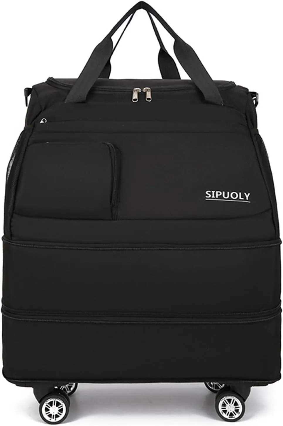 Expandable Foldable Duffel Bag Rolling Duffle Bag with Detachable Wheels Travel Luggage Bag Convertible Gym Bag Travel Bag Large Weekend Bag for Men Women (Black)