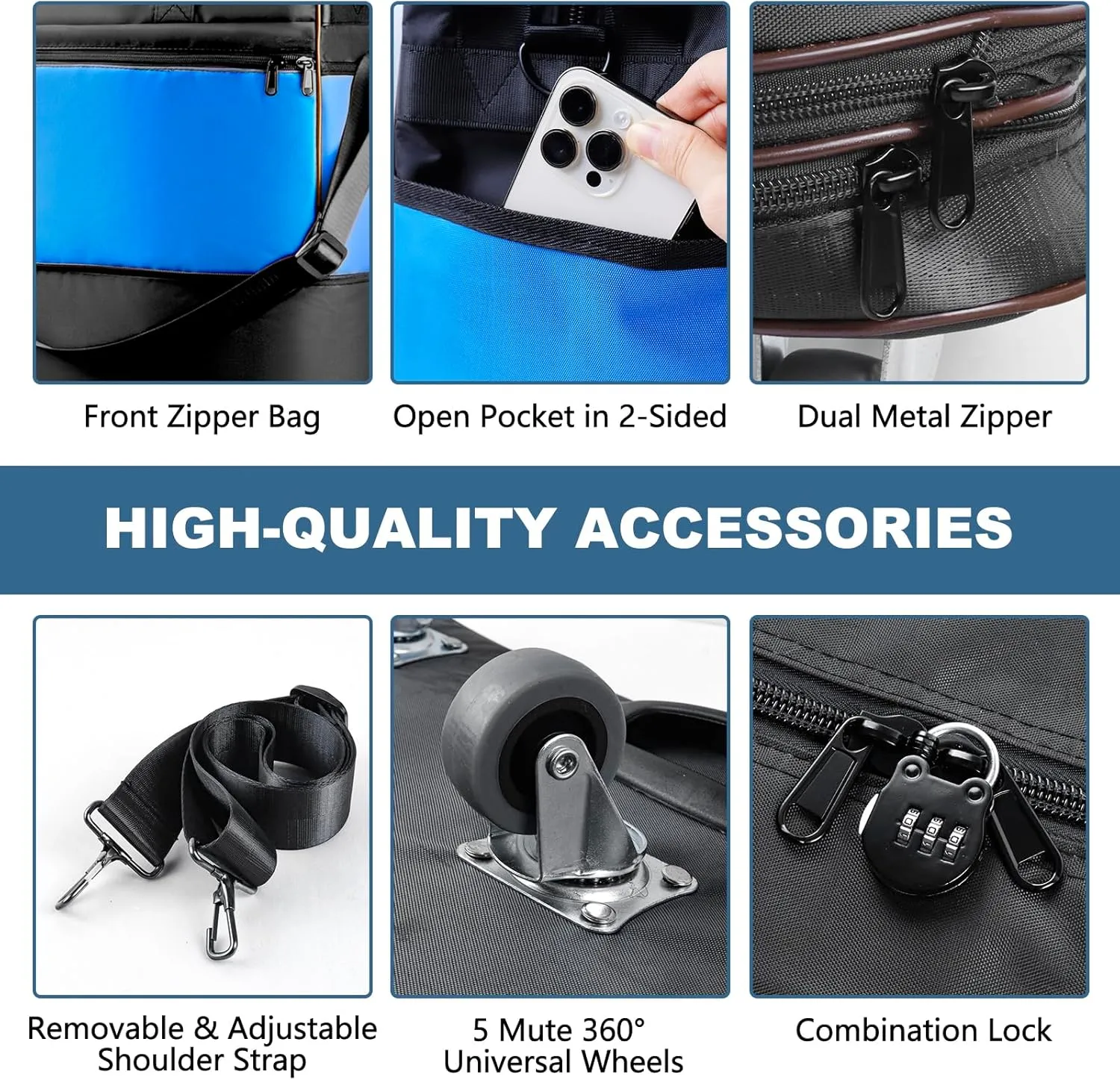 Expandable Foldable Suitcase with Bottom Handle Collapsible Luggage Bag with Wheels Large Capacity Lightweight Carry-on Suitcases Rolling Travel Duffel Bag for Women and Men,BLACK