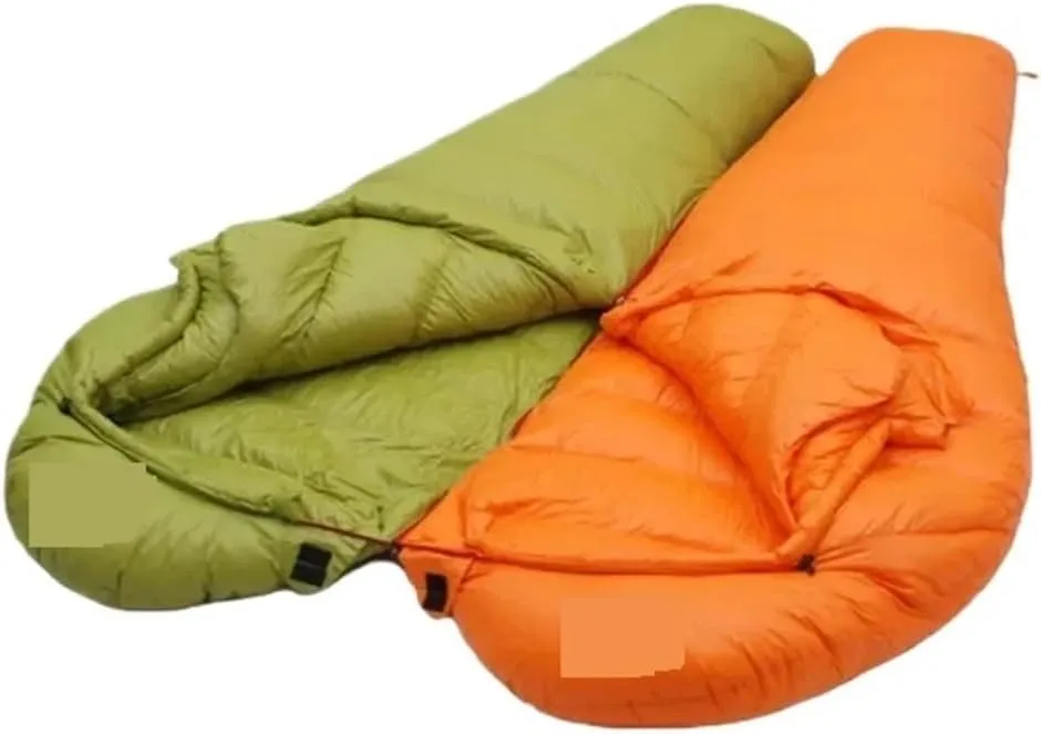 Extended Length 225cm Mummy Style White Goose Down Sleeping Bag for Tall Individuals - Ideal for Heights Up to 200cm
