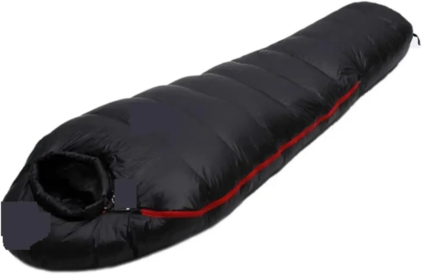 Extended Length 225cm Mummy Style White Goose Down Sleeping Bag for Tall Individuals - Ideal for Heights Up to 200cm