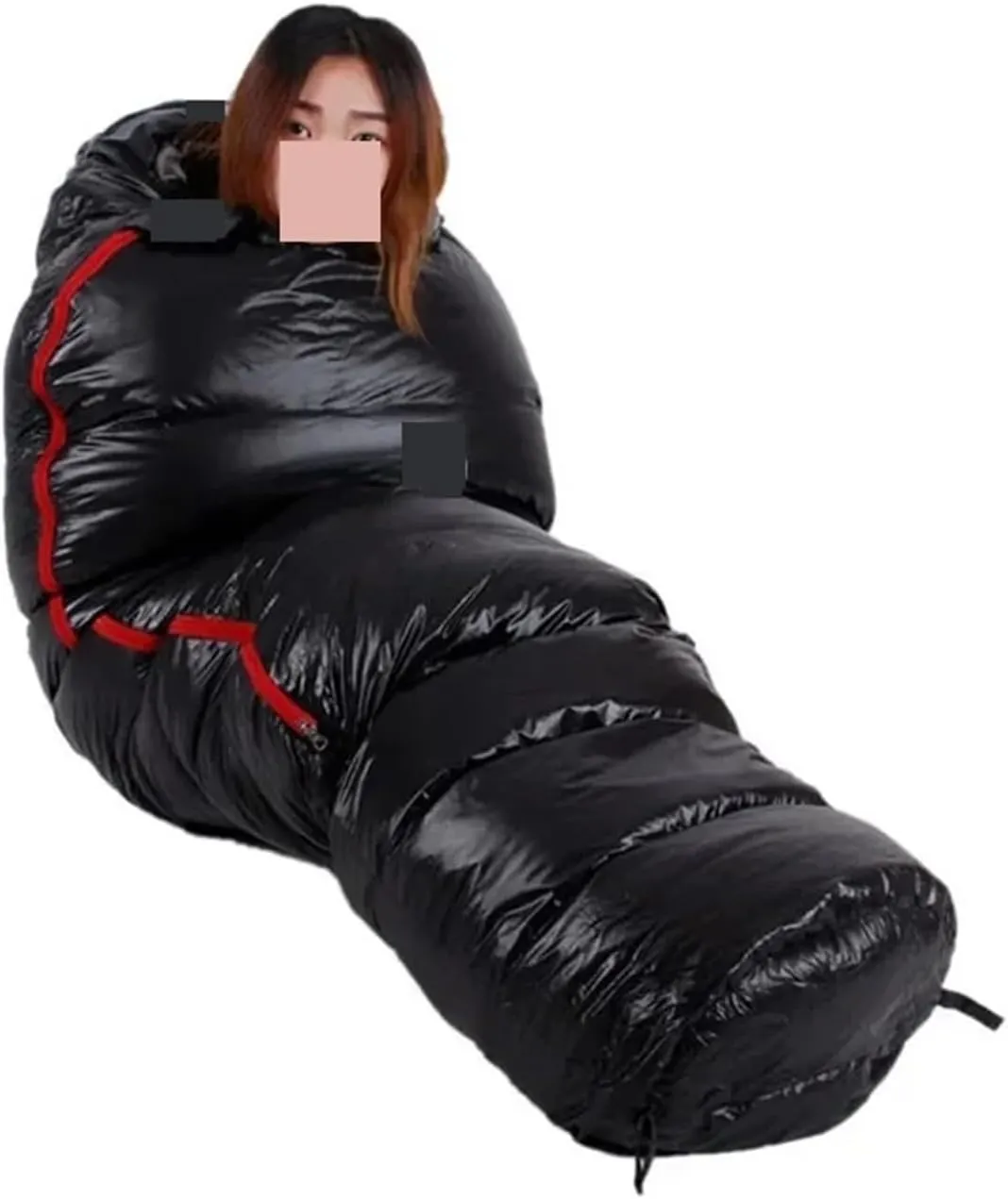 Extended Length 225cm Mummy Style White Goose Down Sleeping Bag for Tall Individuals - Ideal for Heights Up to 200cm