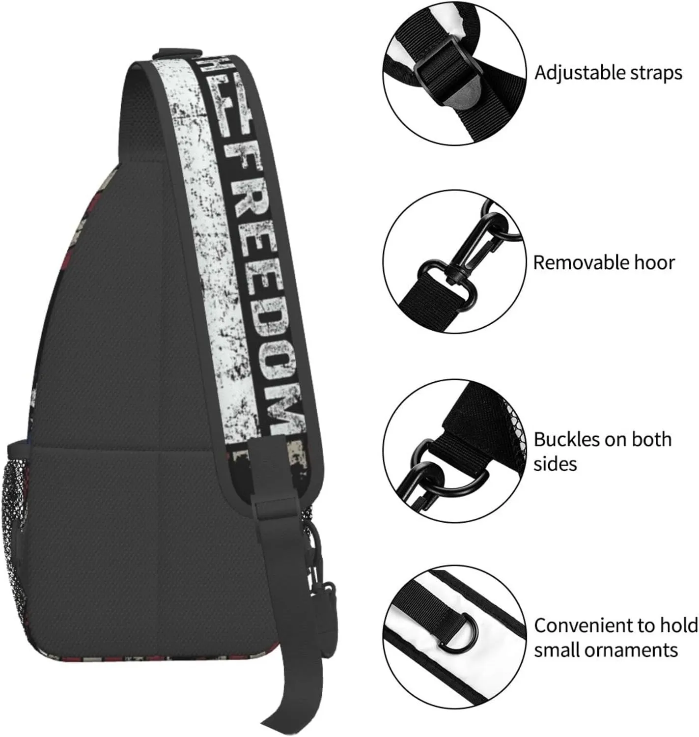 Faith Family Freedom Christian Vintage Usa Flag Sling Bag Chest Bags Casual Crossbody Bag Travel Shoulder Backpack