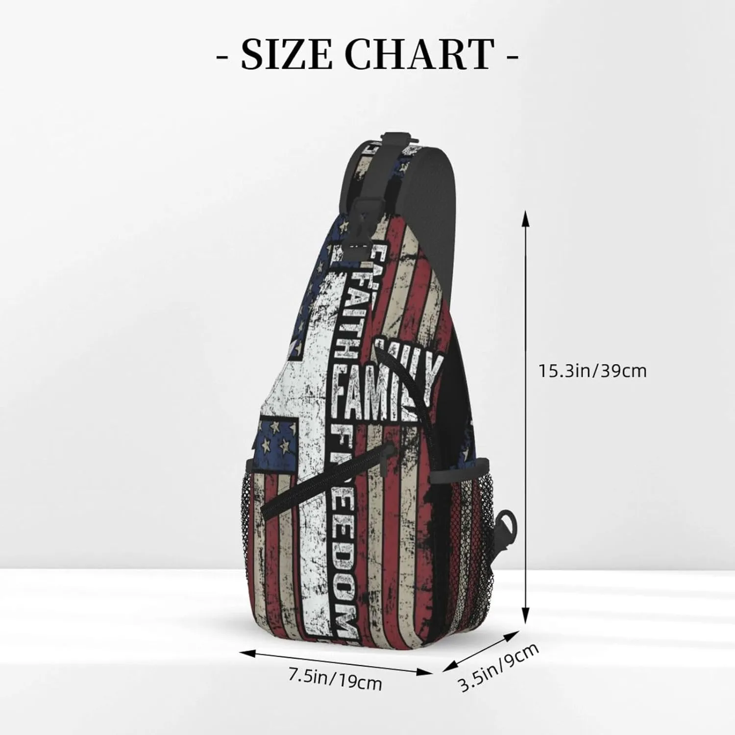Faith Family Freedom Christian Vintage Usa Flag Sling Bag Chest Bags Casual Crossbody Bag Travel Shoulder Backpack