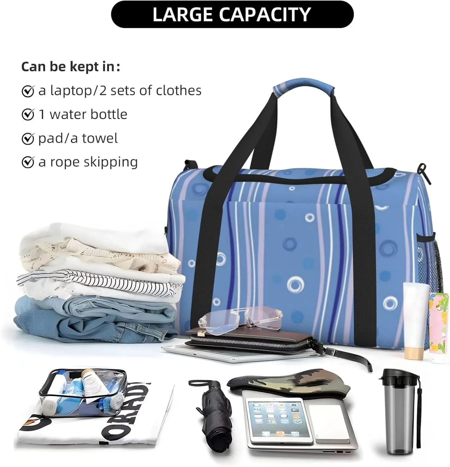 Fashion Circle Travel Duffel Bag Large Foldable Waterproof Overnight Bag For Beach Swim Bags Pool Sports Gym