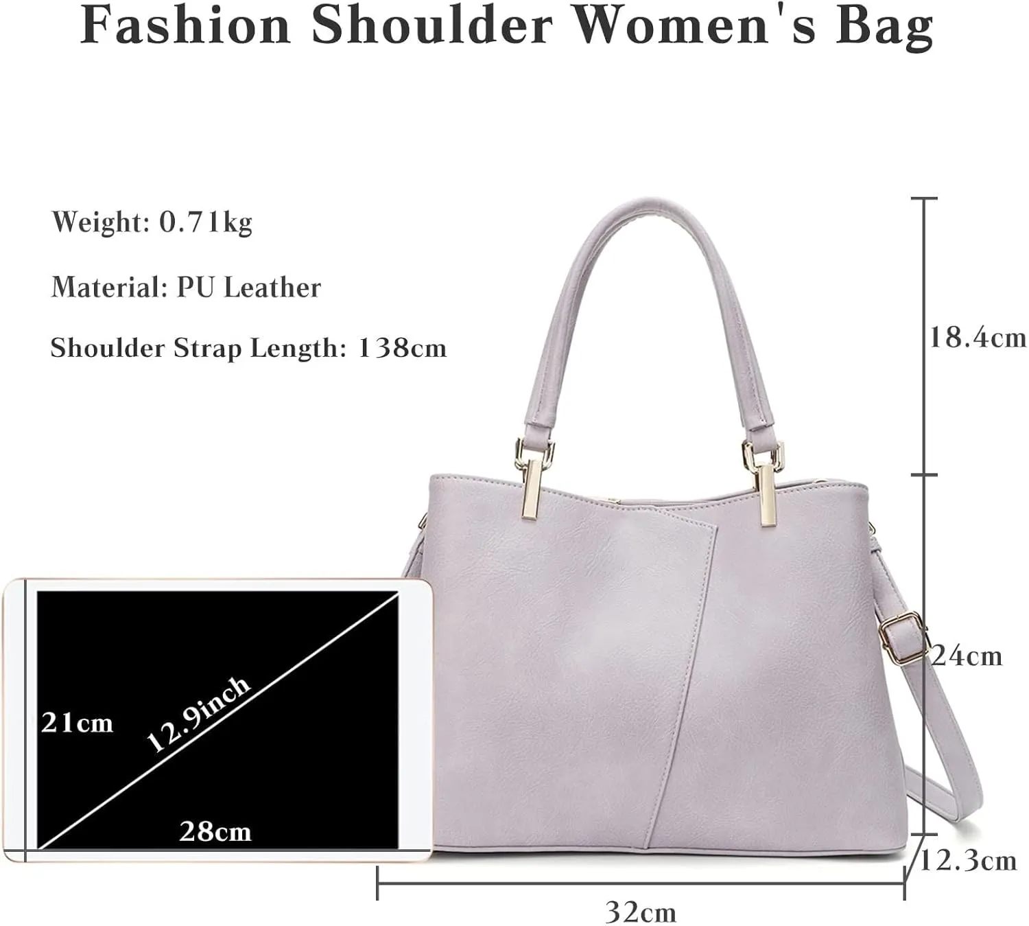 Fashion Women Handbag Waterproof Top-handle Bags Messenger PU Leather V-Shape Shoulder for Shopping