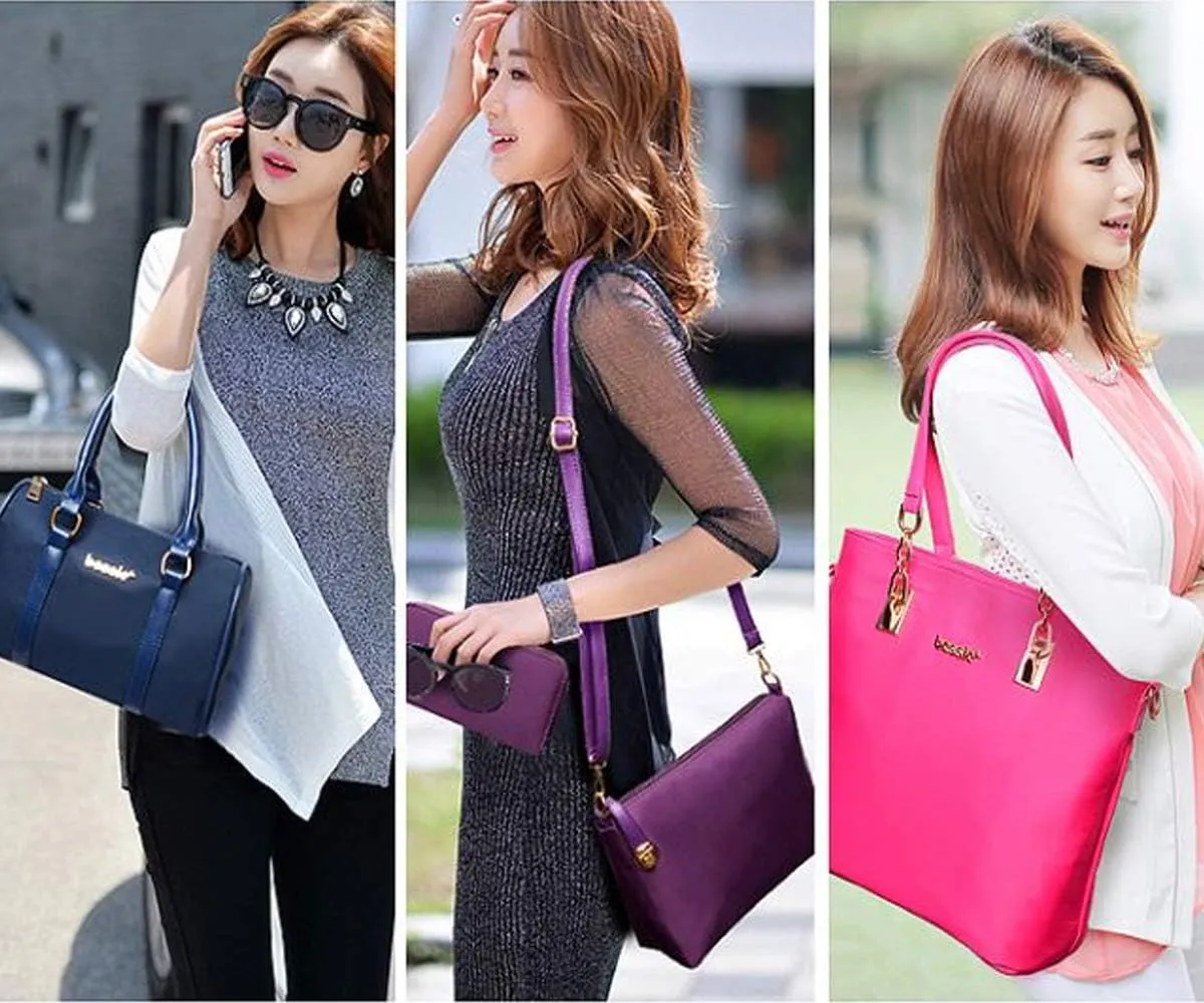 FiveloveTwo Women Ladies 6 Pcs Handbag Set Hobo Top Handle Bag Totes Satchels Crossbody Shoulder Bags Purse Clutch