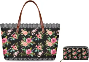 FKELYI 2 Pack Women Handbags Set with Wallets,Luxurious Designer Hand Totes Shoulder Top-Handle Bags for Travel