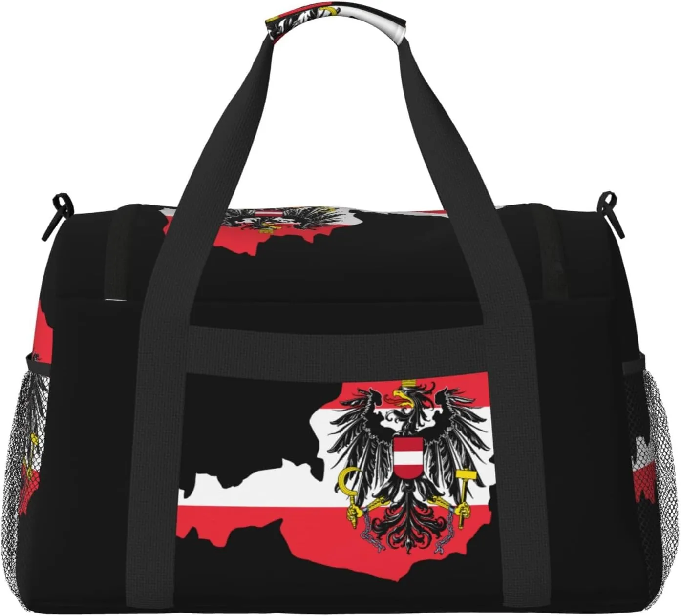 Flag Map Of Austria Travel Duffel Bag Large Foldable Waterproof Overnight Bag For Beach Swim Bags Pool Sports Gym
