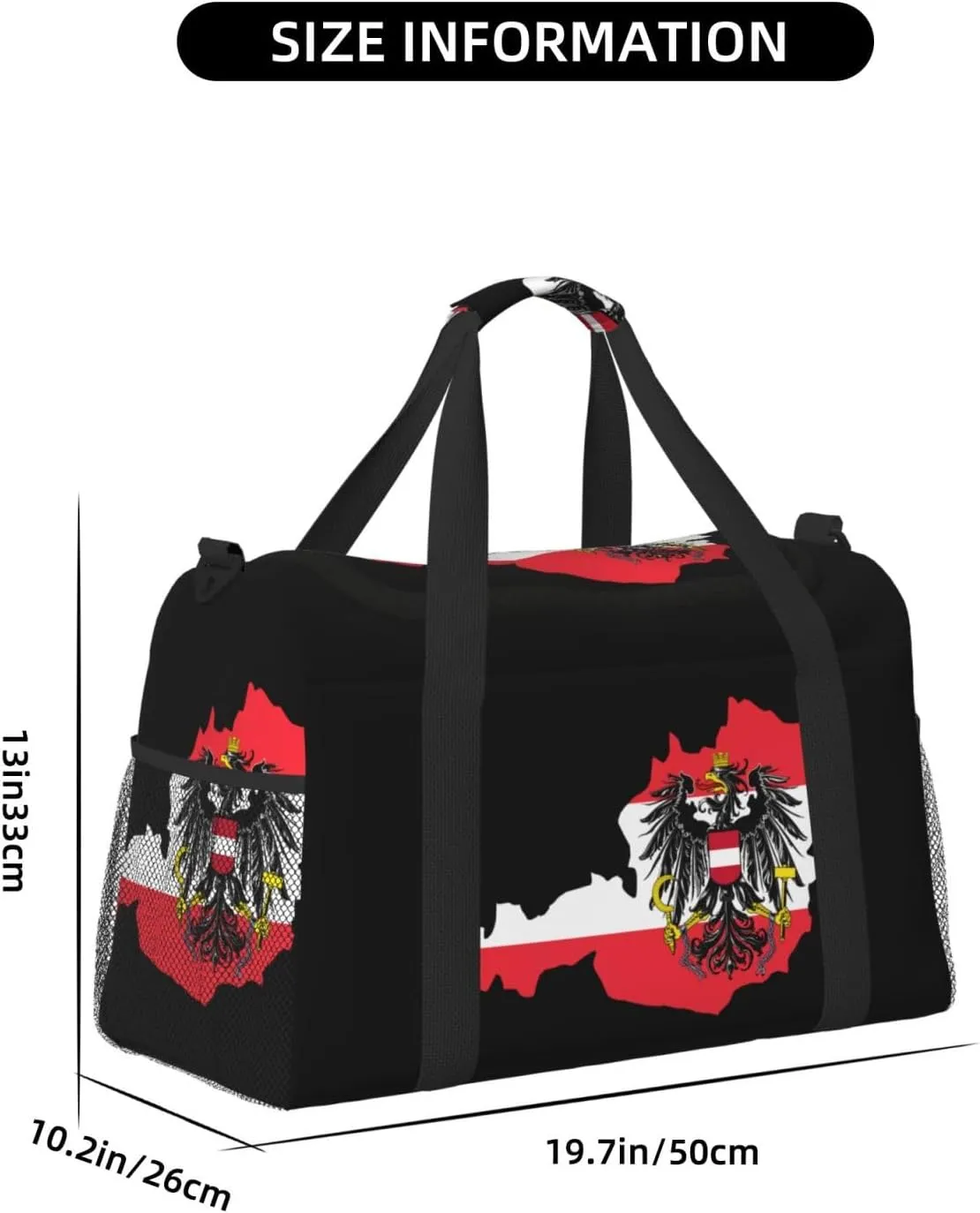 Flag Map Of Austria Travel Duffel Bag Large Foldable Waterproof Overnight Bag For Beach Swim Bags Pool Sports Gym