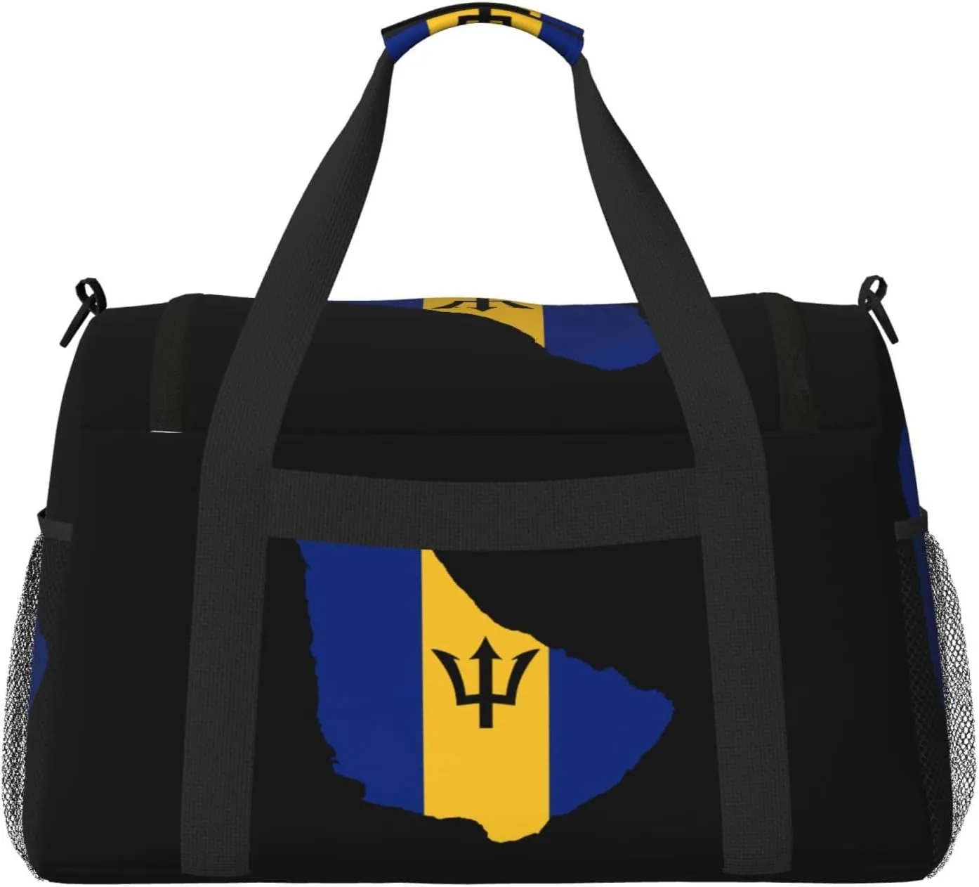 Flag Map Of Barbados Travel Duffel Bag Large Foldable Waterproof Overnight Bag For Beach Swim Bags Pool Sports Gym