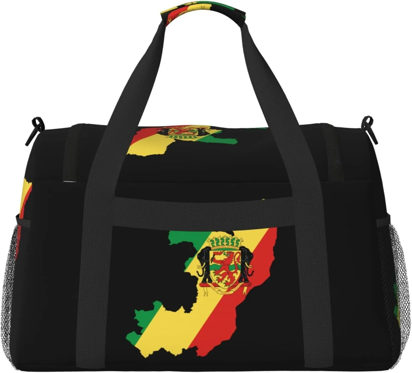 Flag Map Of Congo Travel Duffel Bag Large Foldable Waterproof Overnight Bag For Beach Swim Bags Pool Sports Gym