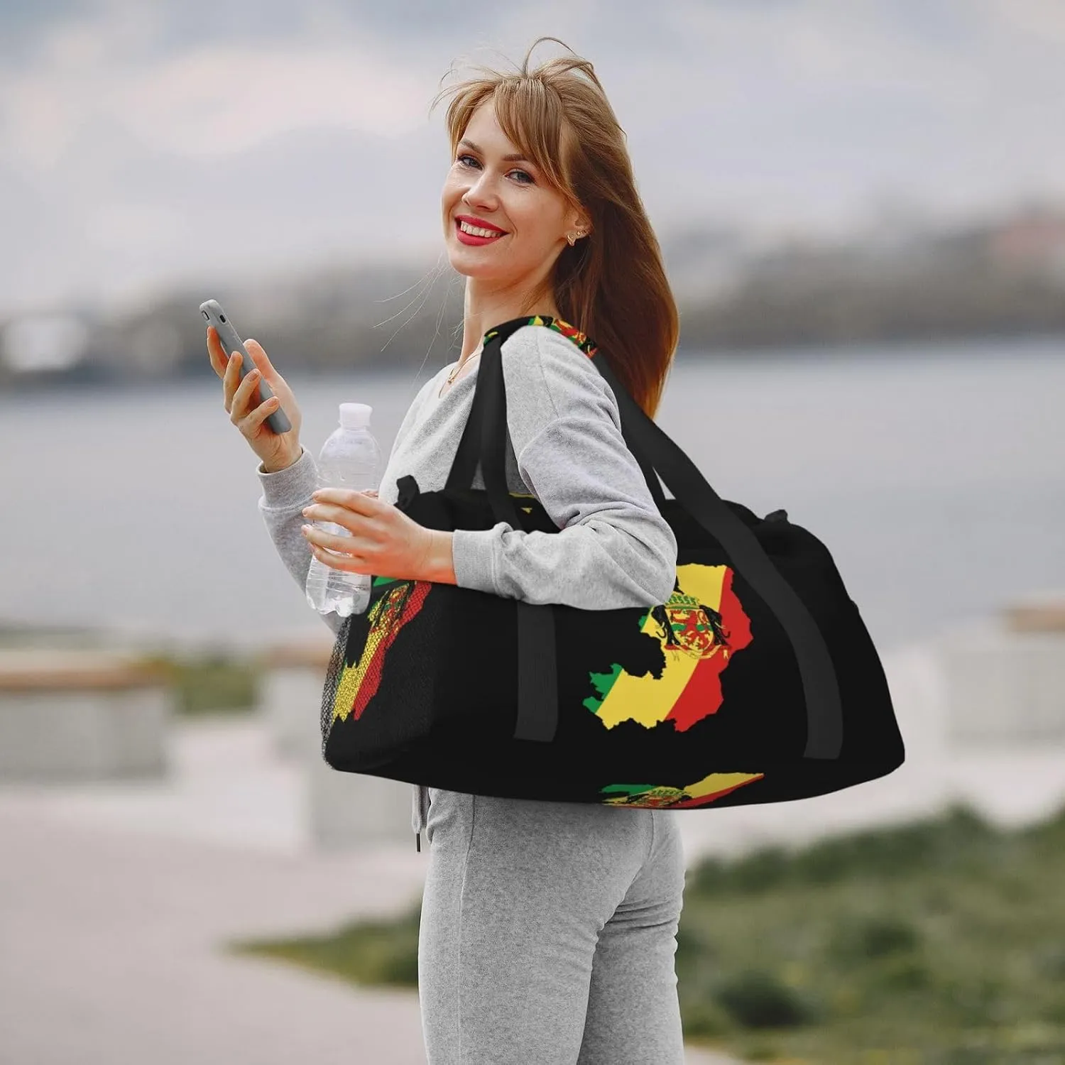 Flag Map Of Congo Travel Duffel Bag Large Foldable Waterproof Overnight Bag For Beach Swim Bags Pool Sports Gym