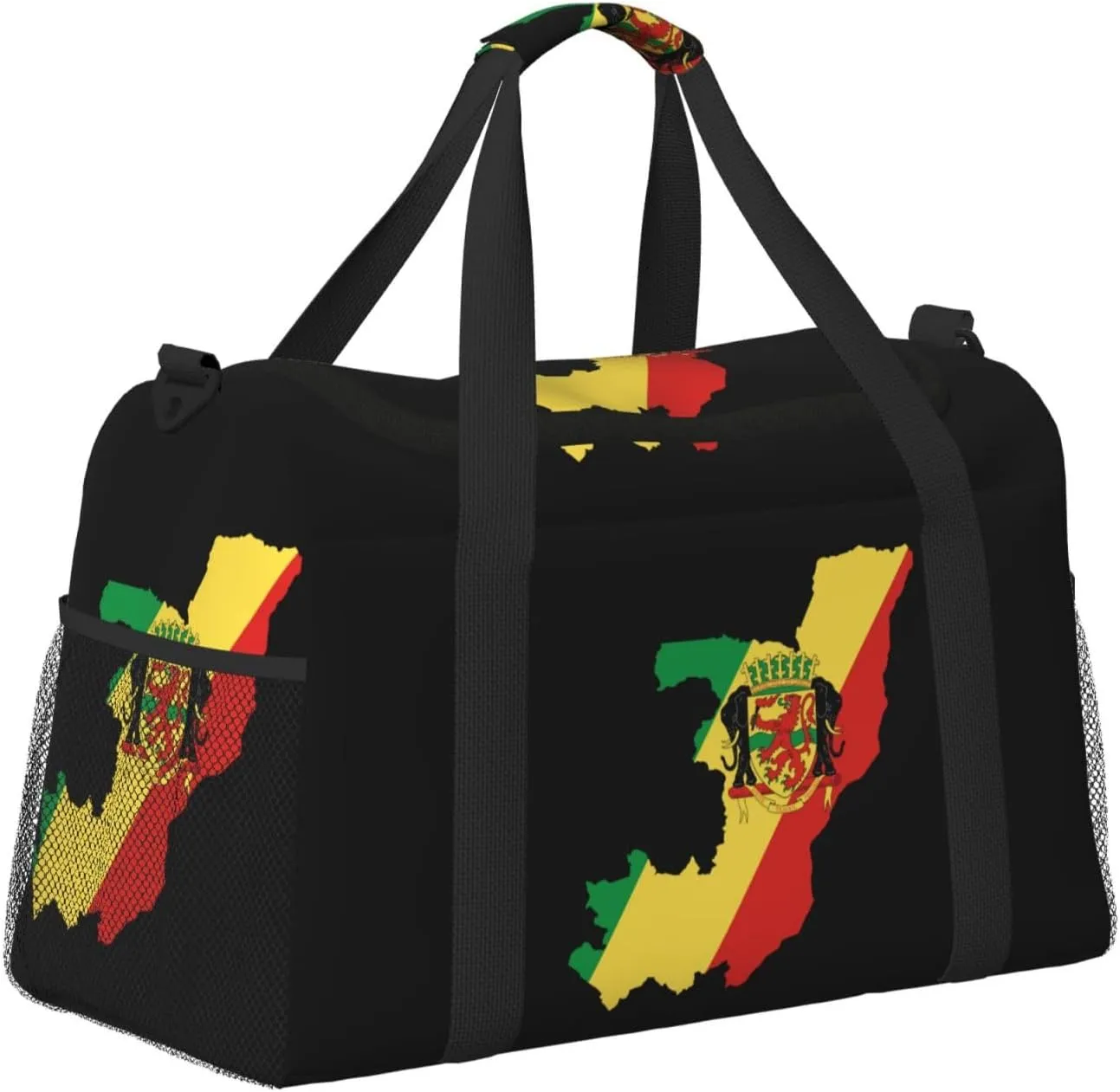 Flag Map Of Congo Travel Duffel Bag Large Foldable Waterproof Overnight Bag For Beach Swim Bags Pool Sports Gym