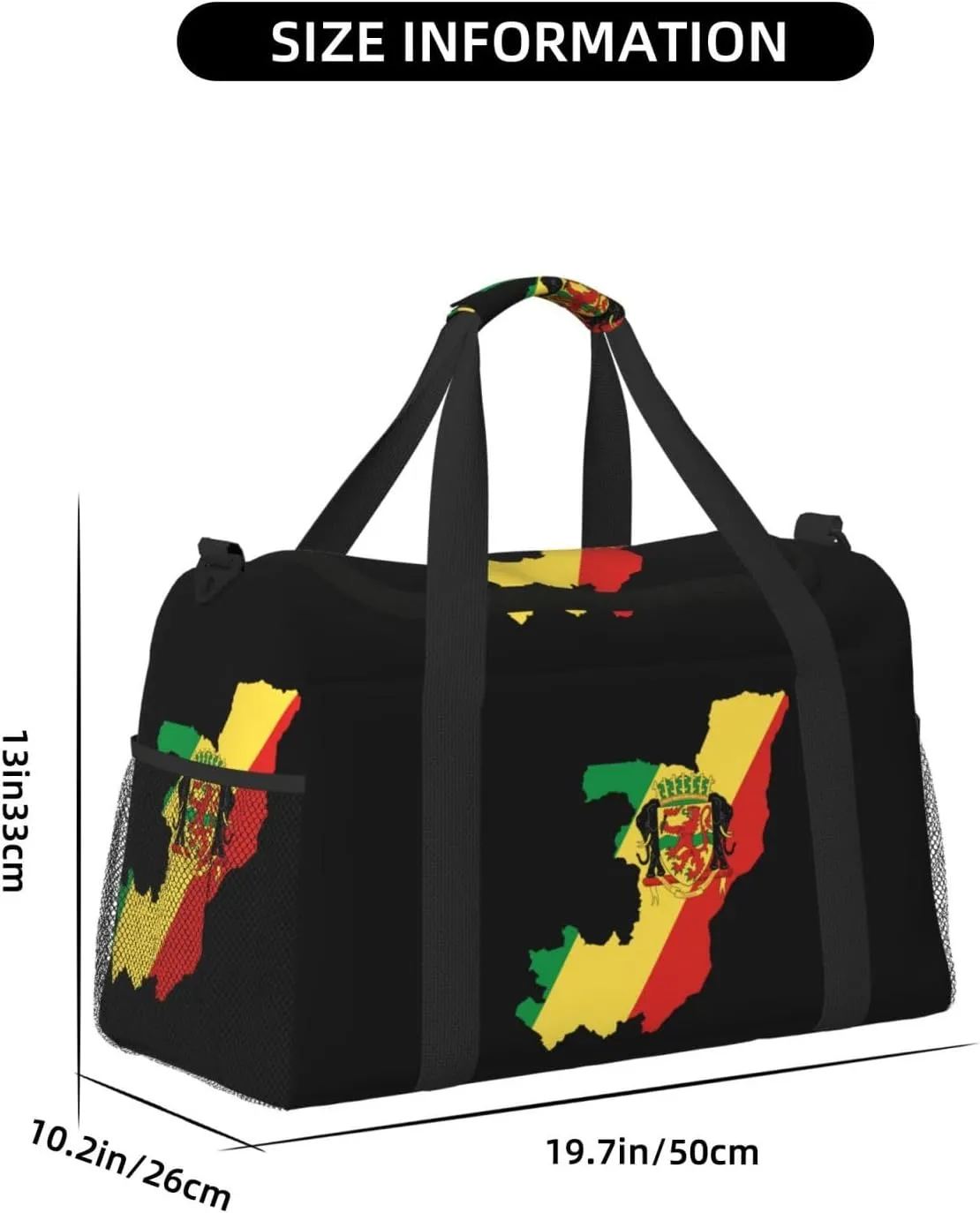 Flag Map Of Congo Travel Duffel Bag Large Foldable Waterproof Overnight Bag For Beach Swim Bags Pool Sports Gym