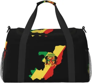 Flag Map Of Congo Travel Duffel Bag Large Foldable Waterproof Overnight Bag For Beach Swim Bags Pool Sports Gym