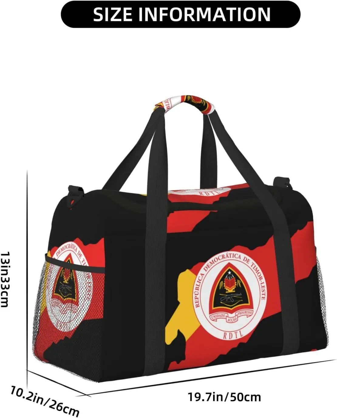 Flag Map Of East Timor Travel Duffel Bag Large Foldable Waterproof Overnight Bag For Beach Swim Bags Pool Sports Gym