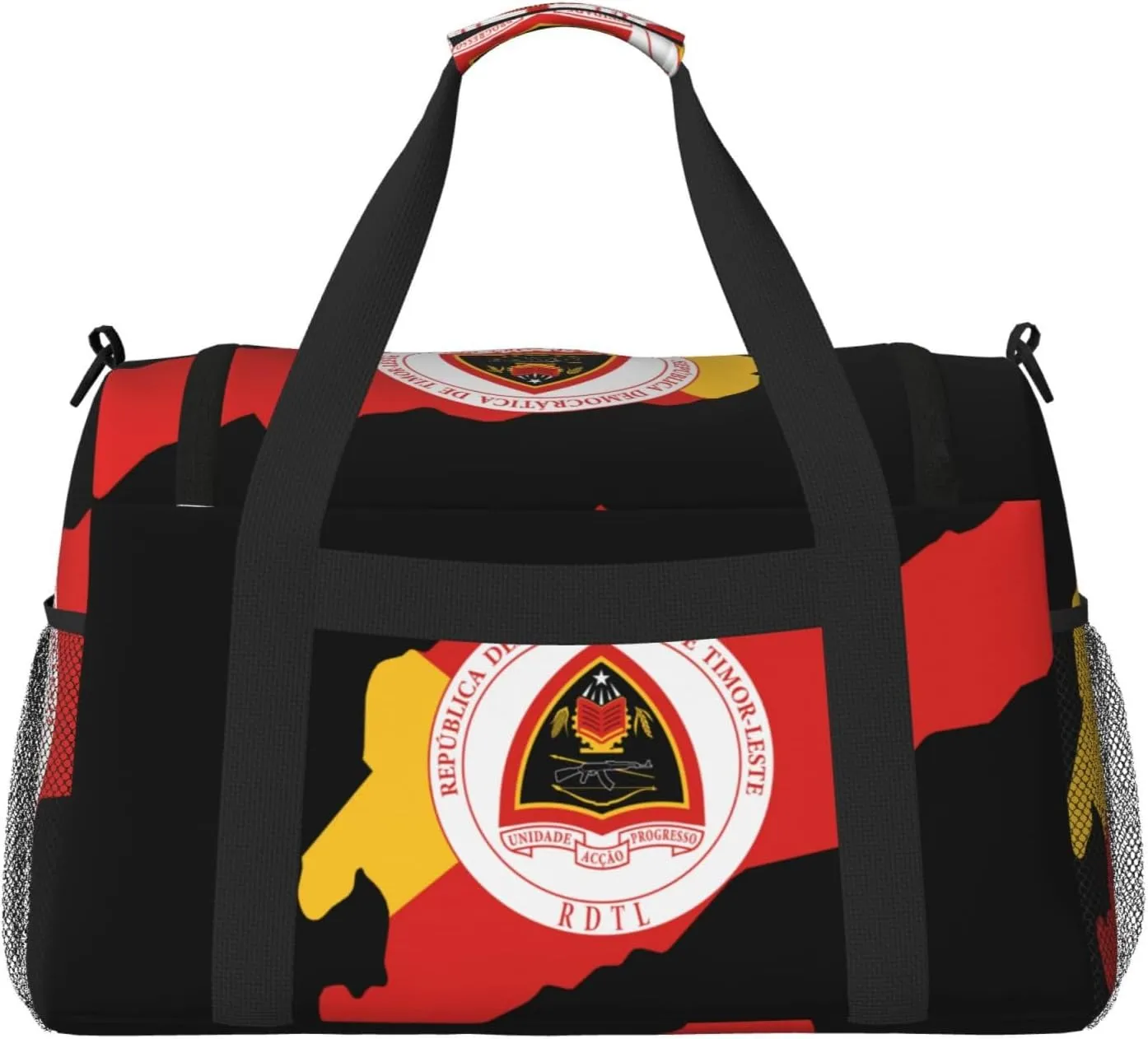 Flag Map Of East Timor Travel Duffel Bag Large Foldable Waterproof Overnight Bag For Beach Swim Bags Pool Sports Gym