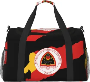 Flag Map Of East Timor Travel Duffel Bag Large Foldable Waterproof Overnight Bag For Beach Swim Bags Pool Sports Gym