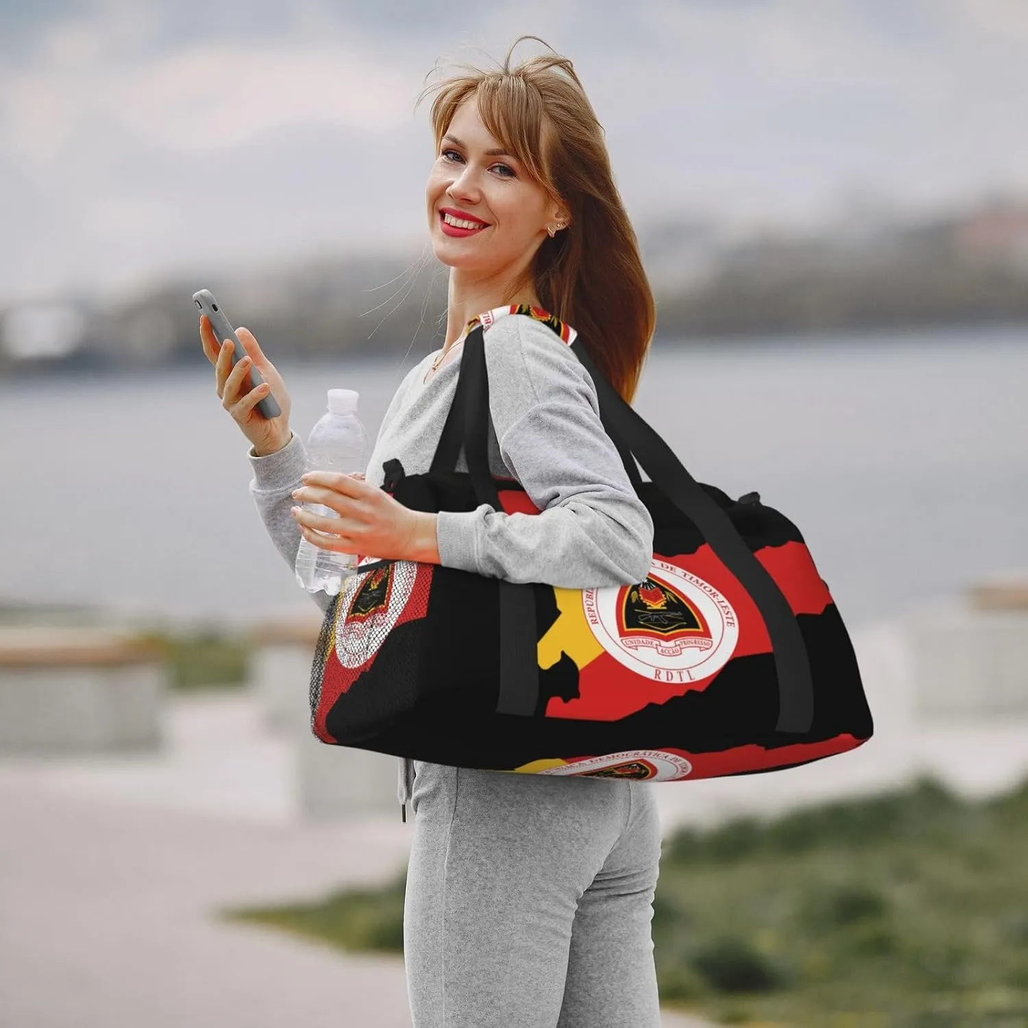 Flag Map Of East Timor Travel Duffel Bag Large Foldable Waterproof Overnight Bag For Beach Swim Bags Pool Sports Gym