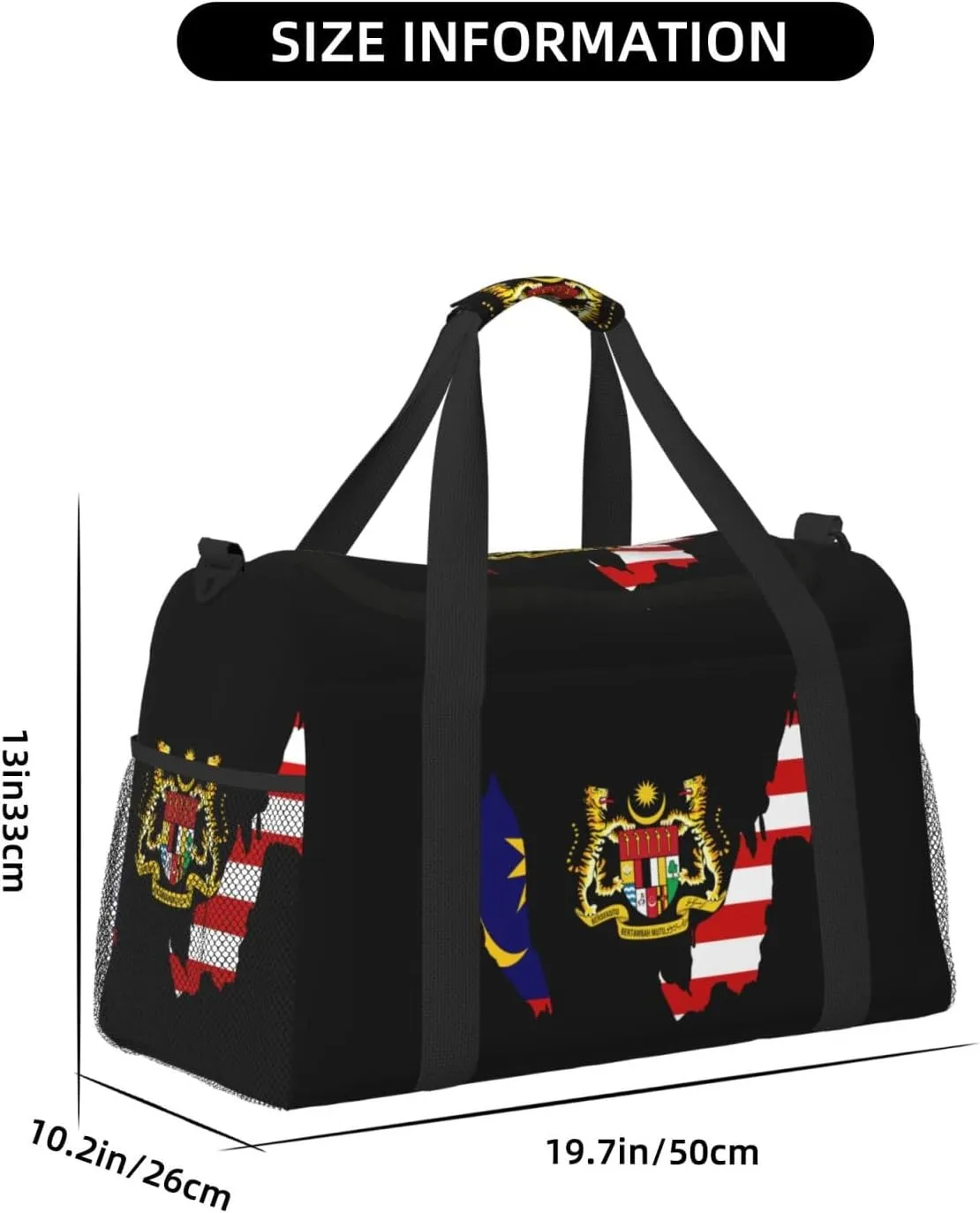 Flag Map Of Malaysia Travel Duffel Bag Large Foldable Waterproof Overnight Bag For Beach Swim Bags Pool Sports Gym