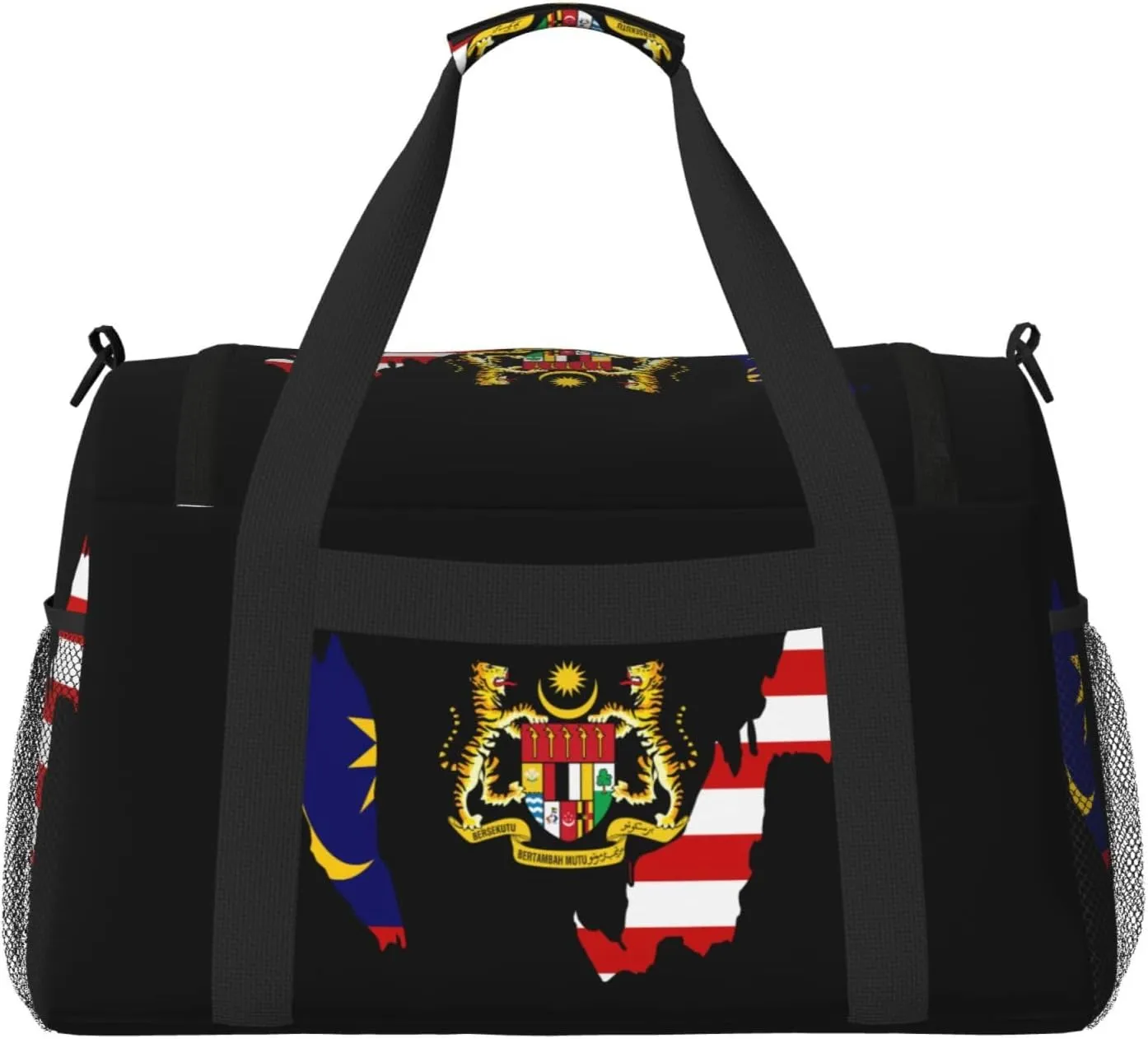 Flag Map Of Malaysia Travel Duffel Bag Large Foldable Waterproof Overnight Bag For Beach Swim Bags Pool Sports Gym