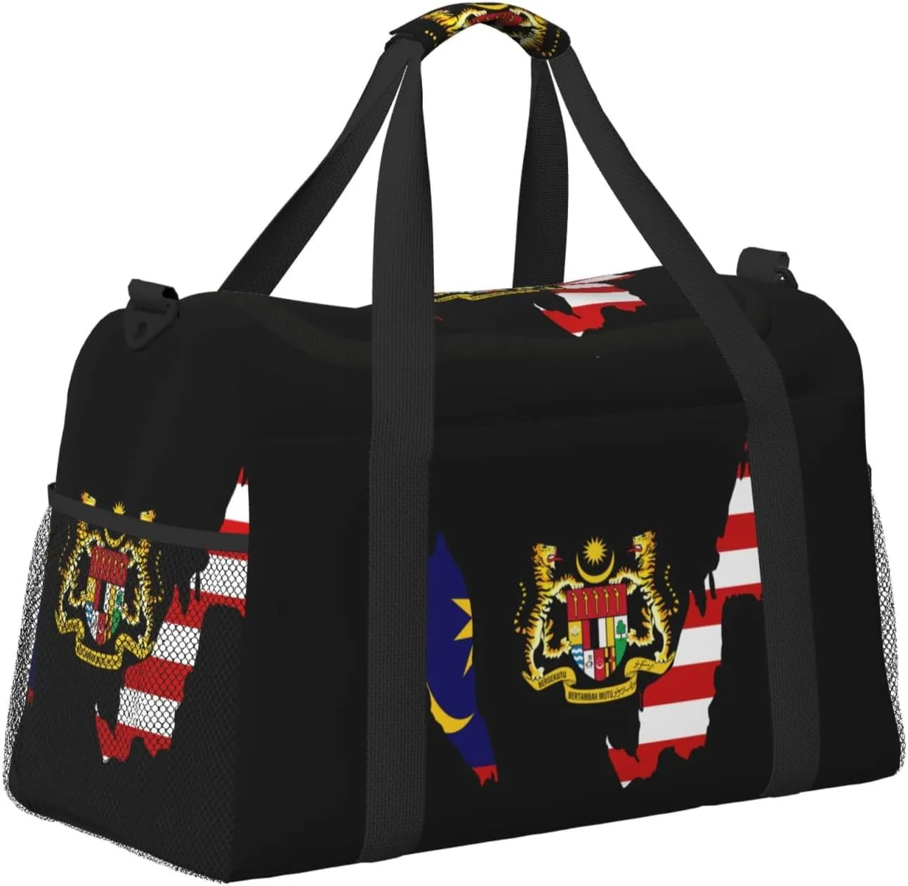 Flag Map Of Malaysia Travel Duffel Bag Large Foldable Waterproof Overnight Bag For Beach Swim Bags Pool Sports Gym
