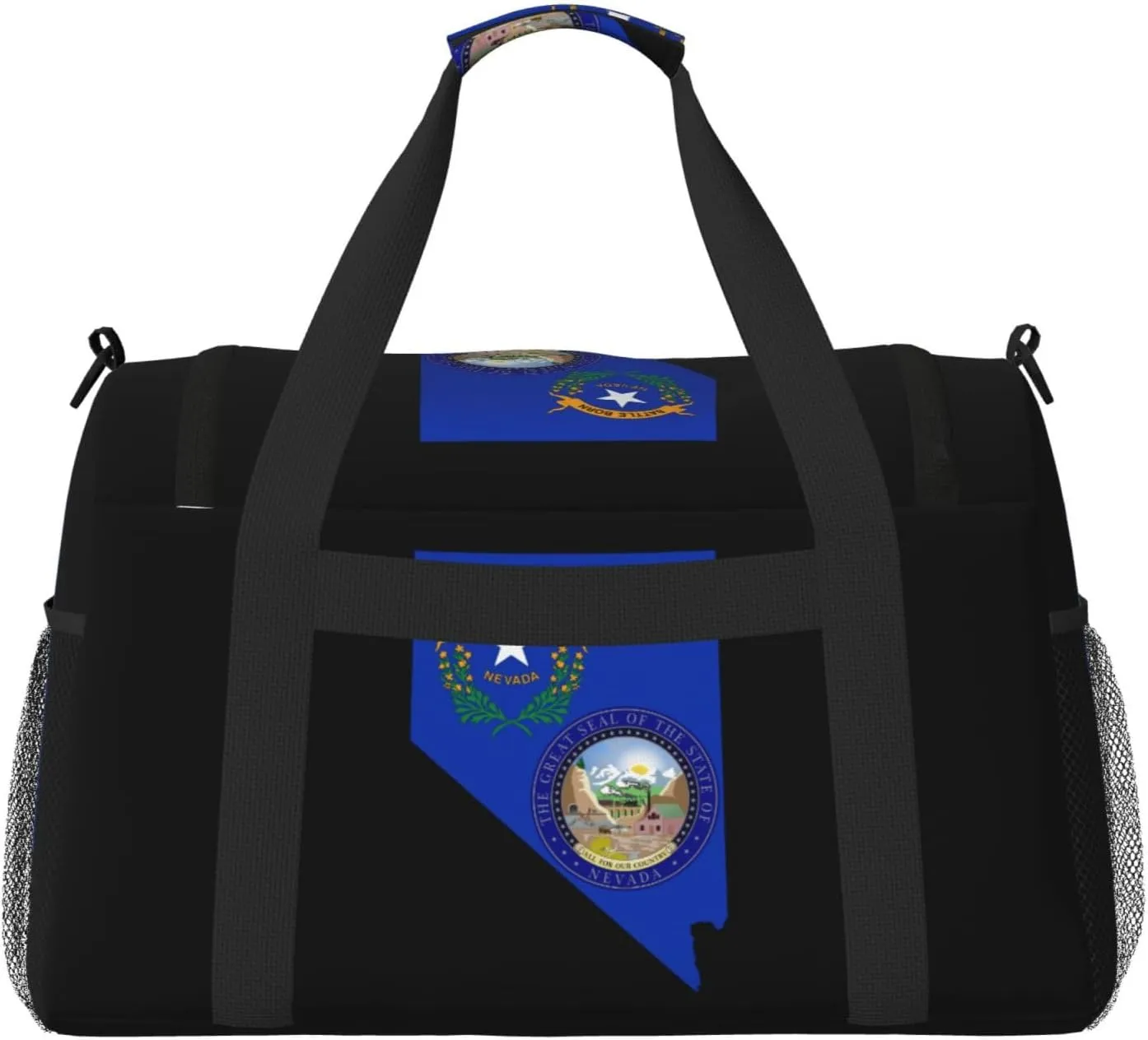 Flag Map Of Nevada Travel Duffel Bag Large Foldable Waterproof Overnight Bag For Beach Swim Bags Pool Sports Gym