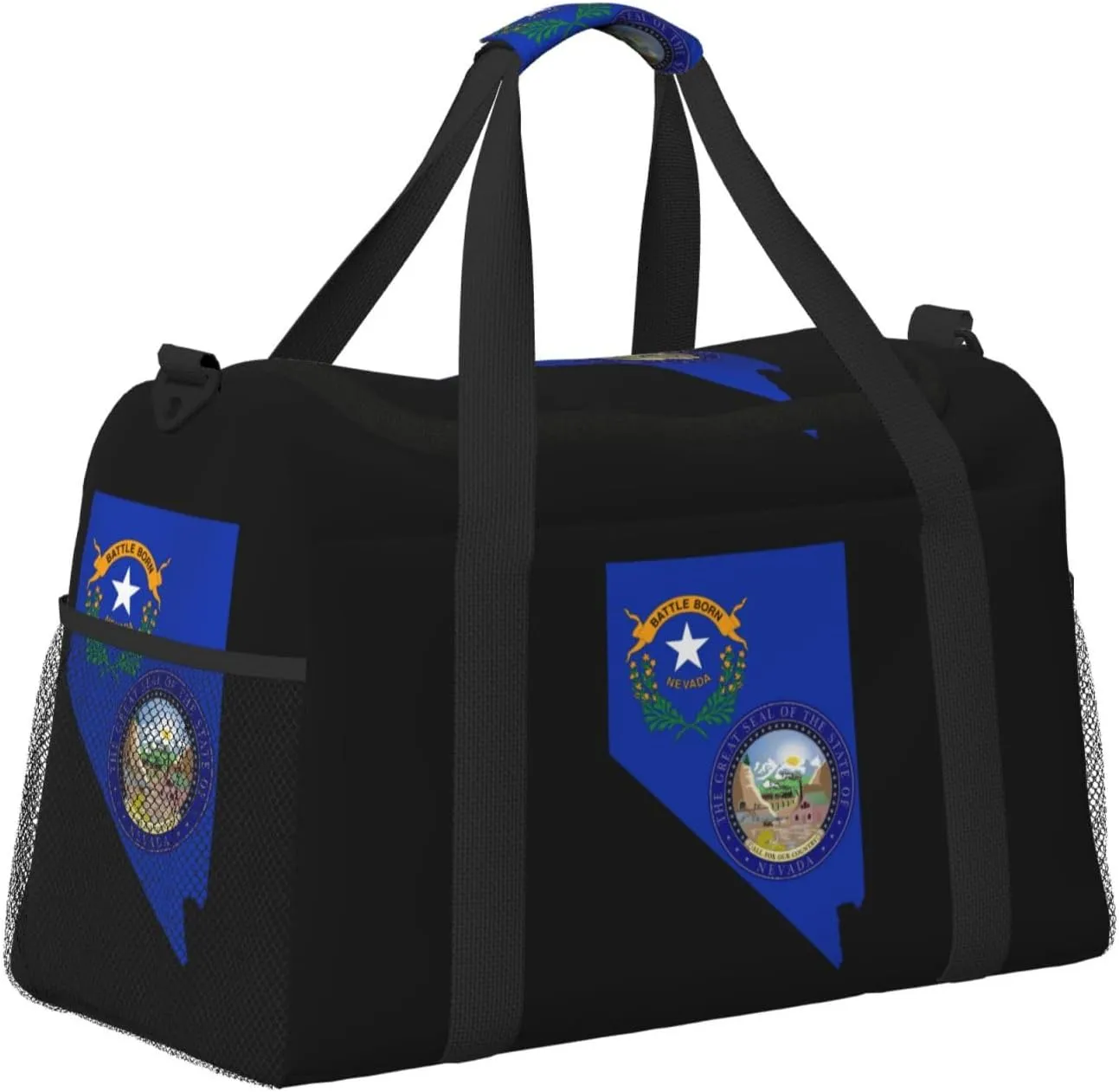 Flag Map Of Nevada Travel Duffel Bag Large Foldable Waterproof Overnight Bag For Beach Swim Bags Pool Sports Gym