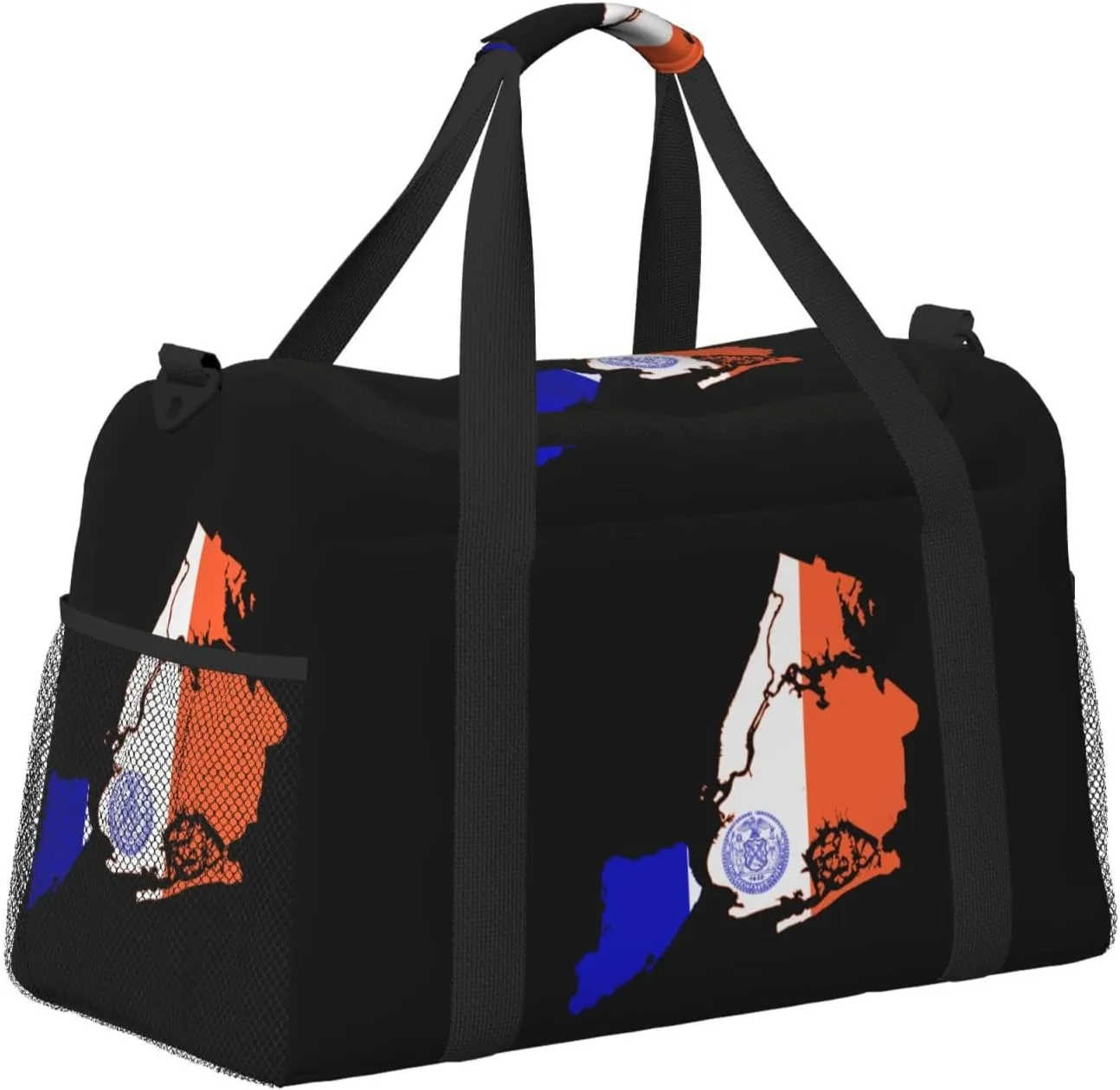 Flag Map Of New York City Travel Duffel Bag Large Foldable Waterproof Overnight Bag For Beach Swim Bags Pool Sports Gym