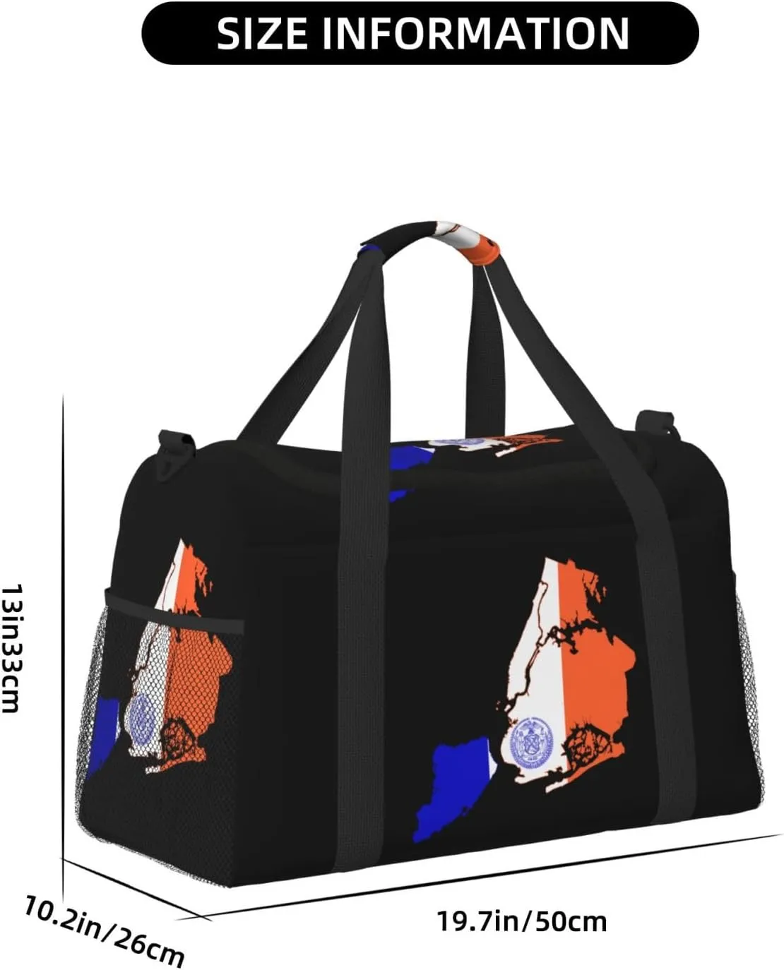 Flag Map Of New York City Travel Duffel Bag Large Foldable Waterproof Overnight Bag For Beach Swim Bags Pool Sports Gym