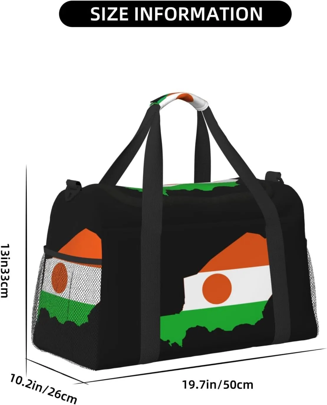 Flag Map Of Niger Travel Duffel Bag Large Foldable Waterproof Overnight Bag For Beach Swim Bags Pool Sports Gym
