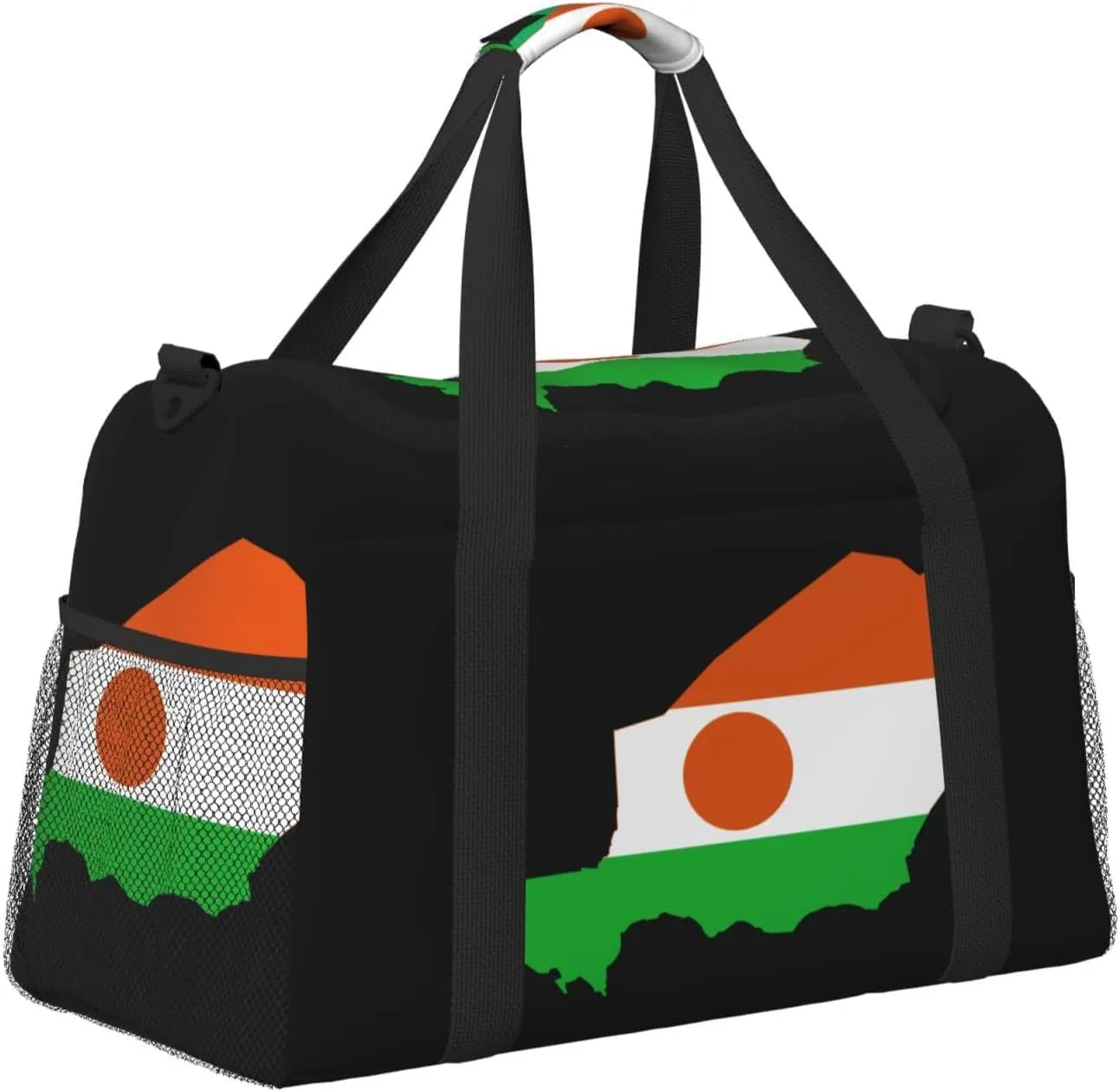 Flag Map Of Niger Travel Duffel Bag Large Foldable Waterproof Overnight Bag For Beach Swim Bags Pool Sports Gym