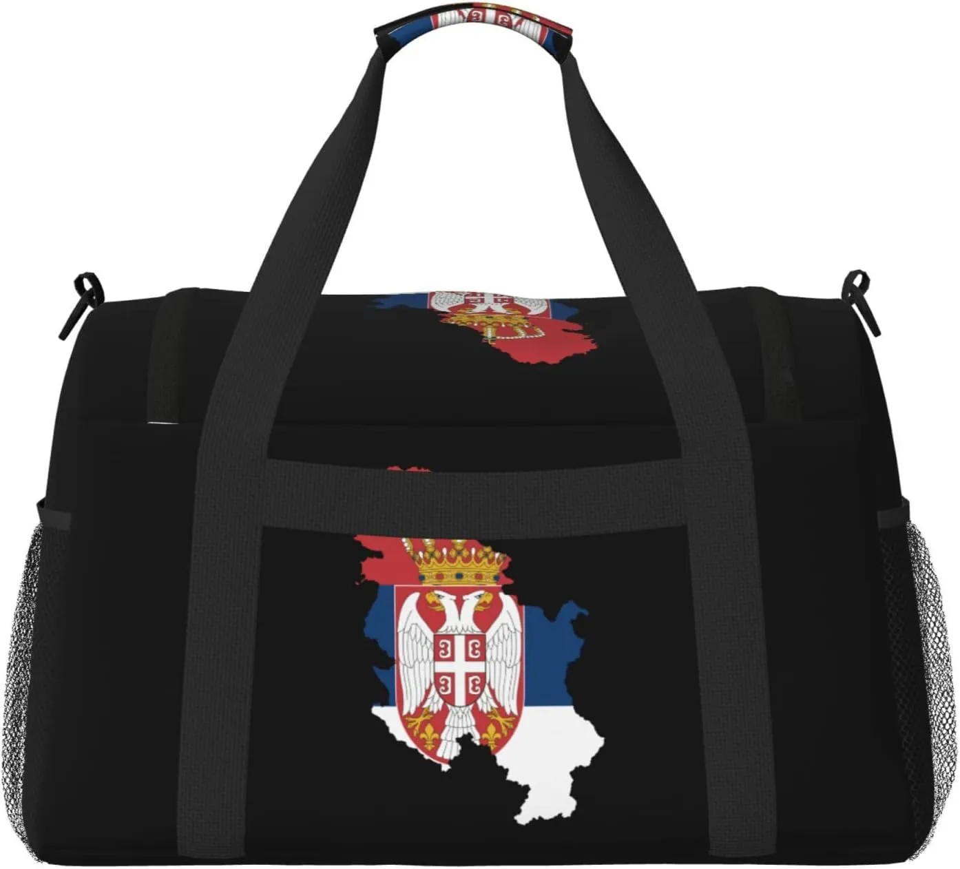 Flag Map Of Serbia Travel Duffel Bag Large Foldable Waterproof Overnight Bag For Beach Swim Bags Pool Sports Gym