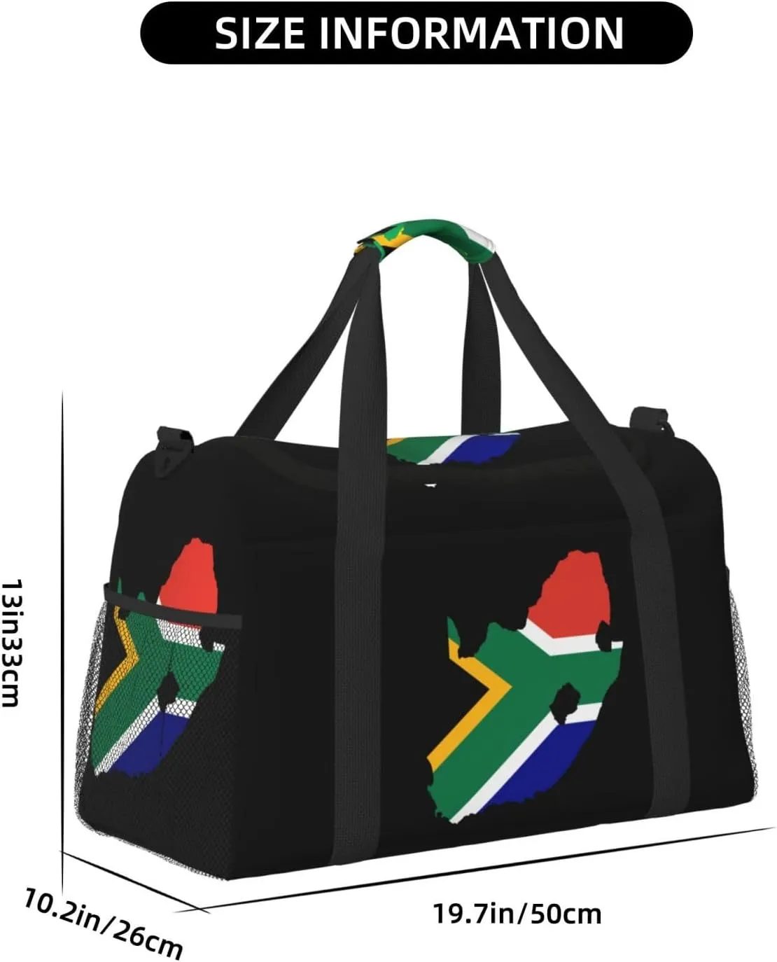 Flag Map Of South Africa Travel Duffel Bag Large Foldable Waterproof Overnight Bag For Beach Swim Bags Pool Sports Gym